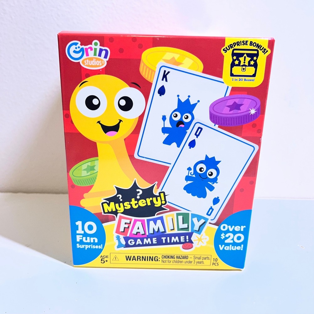 Grin Studios Mystery Family Game Time Box 10 Surprises Red Blind Box Toy
